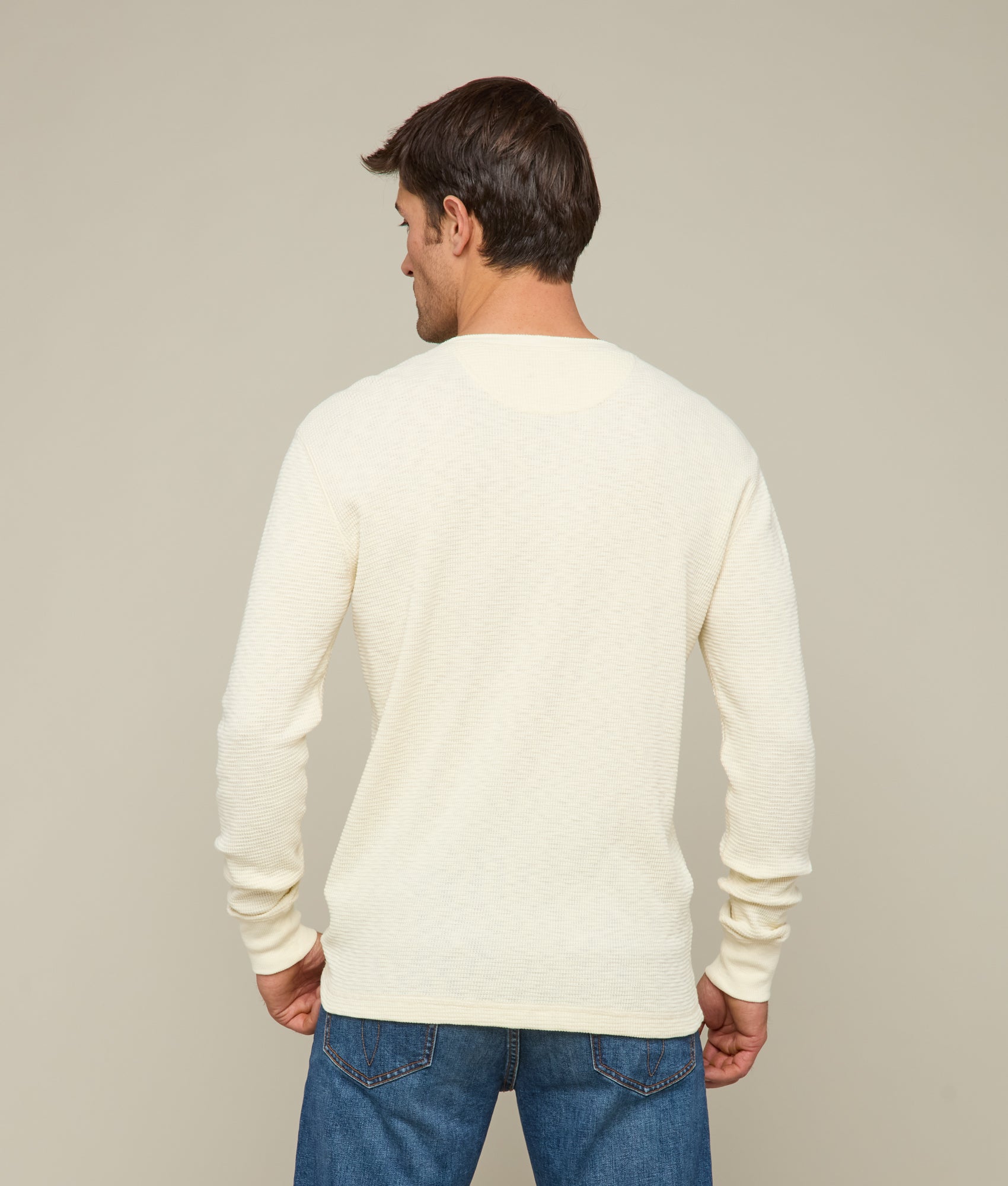 Dylan Waffle Henley :: Ecru - Image 4