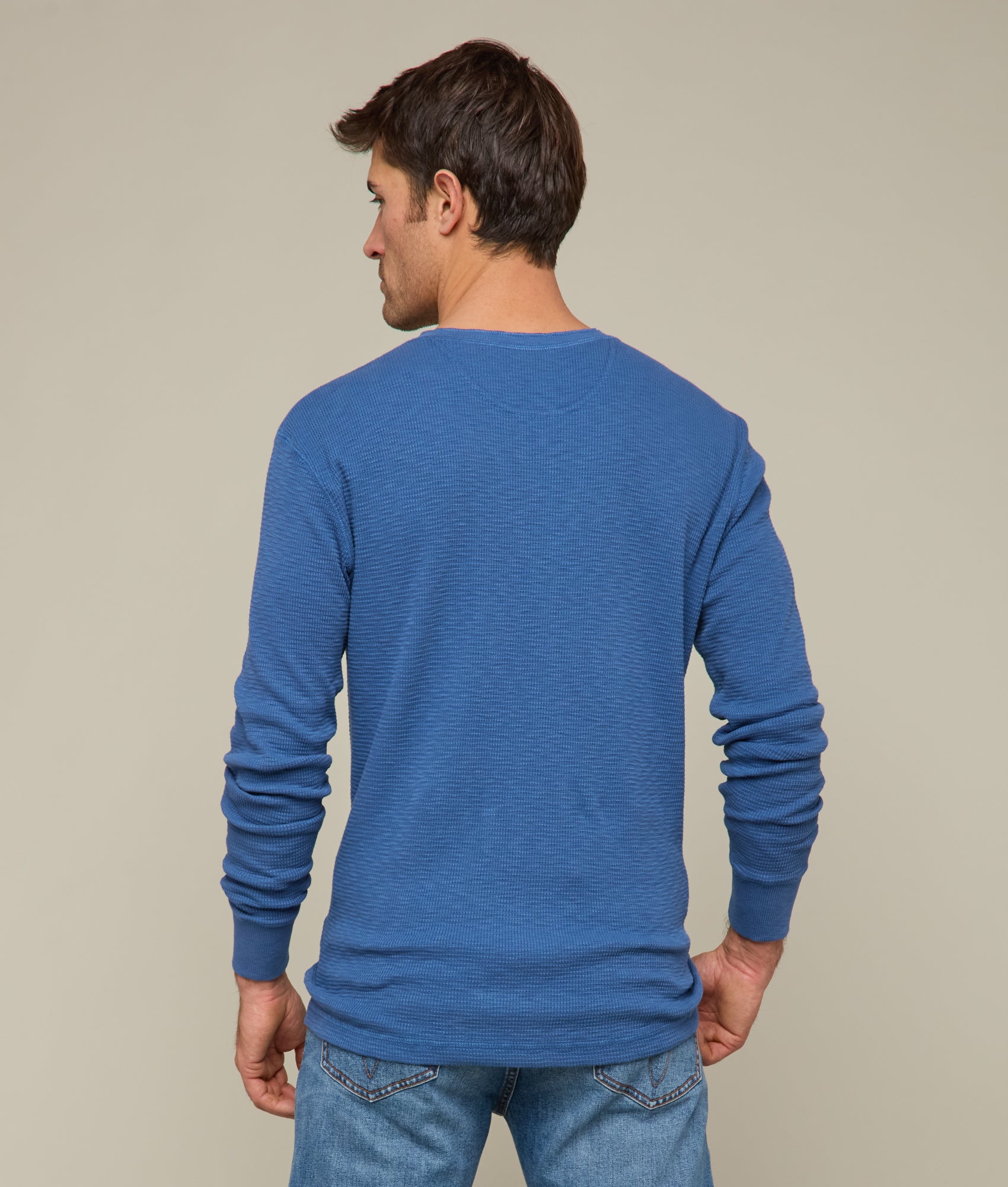 Dylan Waffle Henley :: Heathered Indigo - Image 4