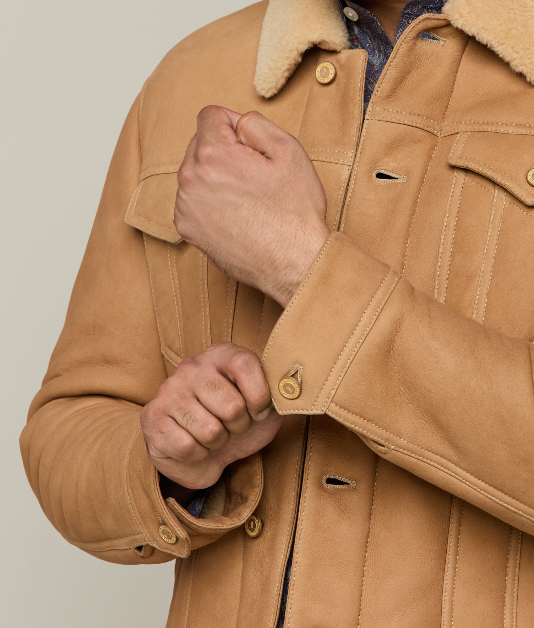 Kyle Shearling Trucker Jacket :: Natural - Image 8