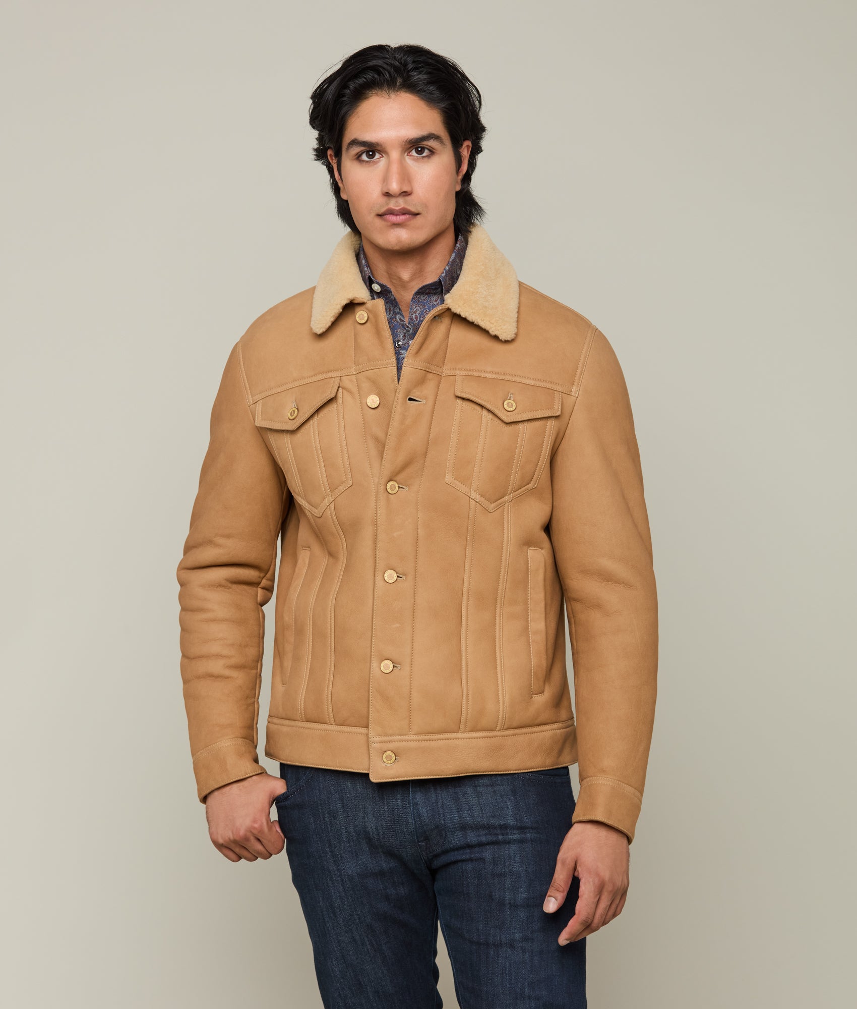 Kyle Shearling Trucker Jacket :: Natural - Image 6