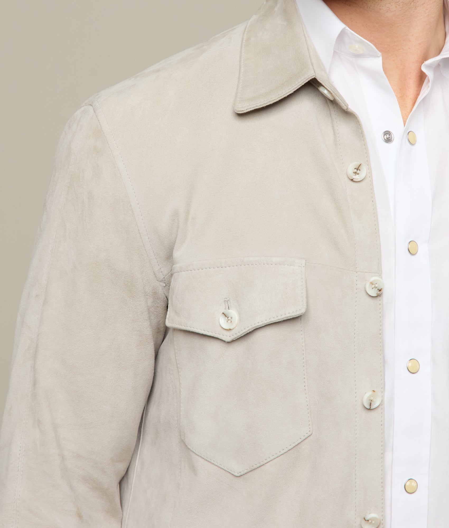 Suede Overshirt :: Grey - Image 5