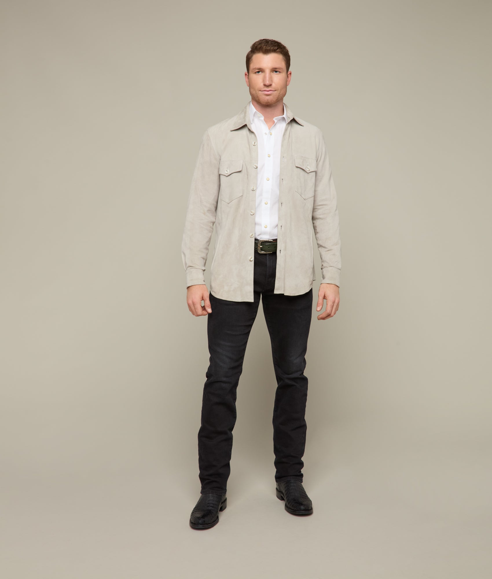 Suede Overshirt :: Grey - Image 2