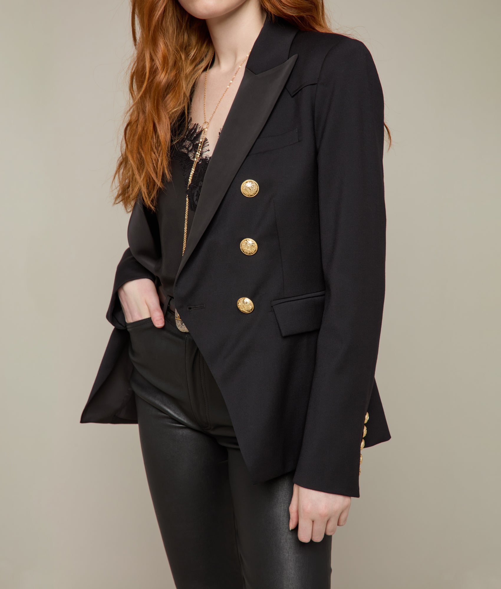 Jackie Western Yoke Blazer :: Black - Image 2