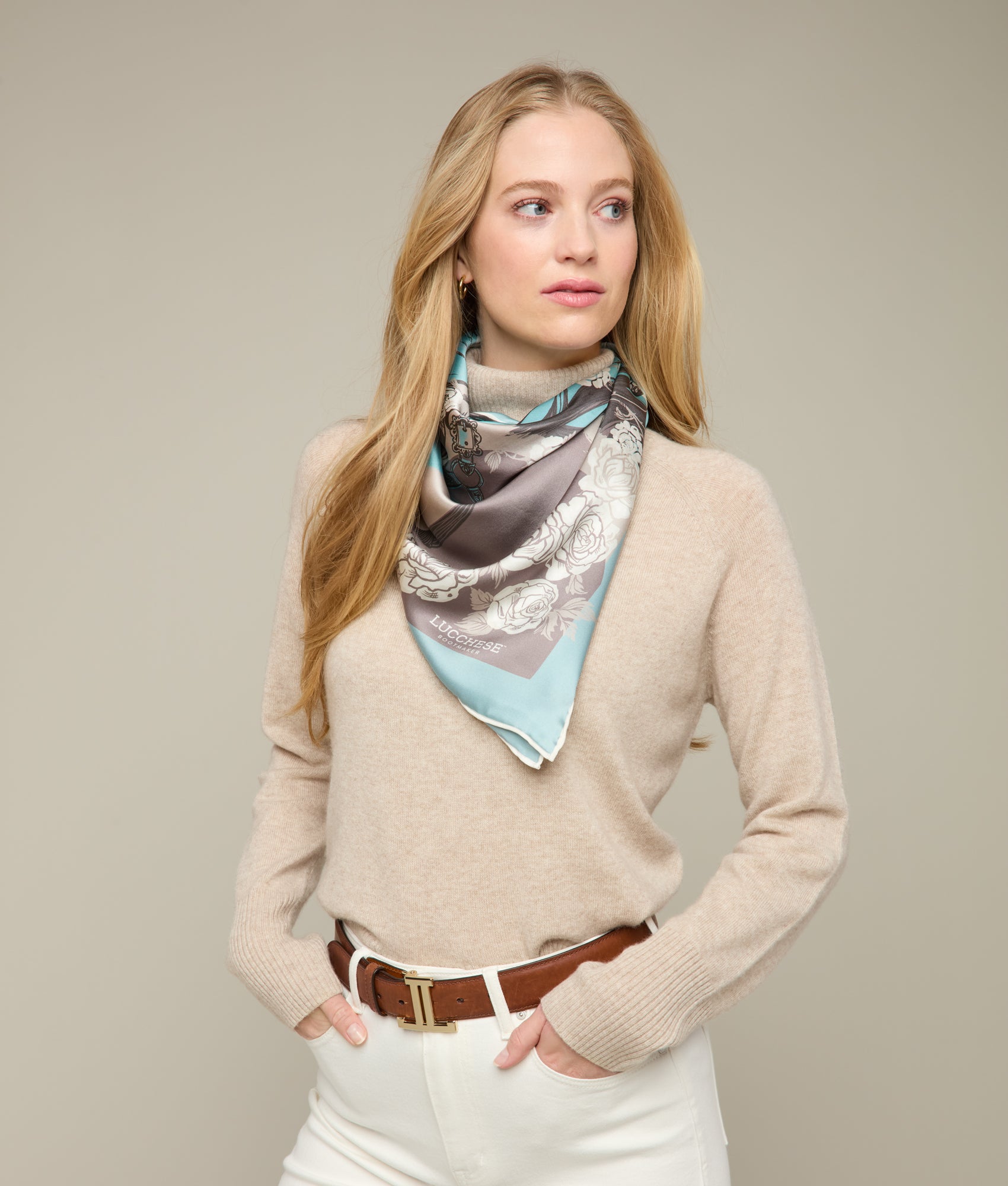 Cavalry Rose Scarf :: Blue - Image 2