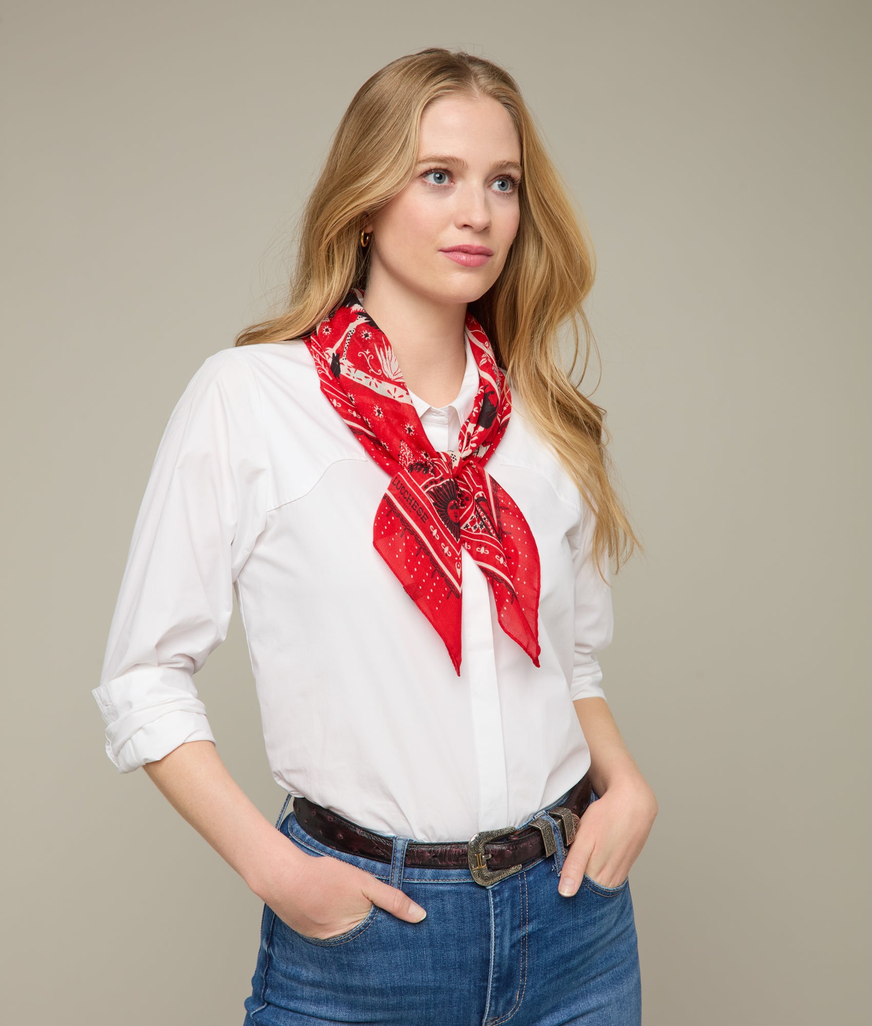 Roots Silk Scarf :: Red - Image 2