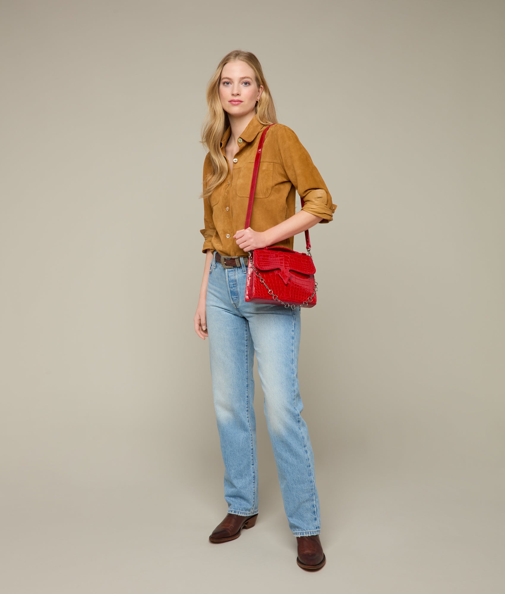 Dolly Exotic Western Satchel :: Cherry Red - Image 2