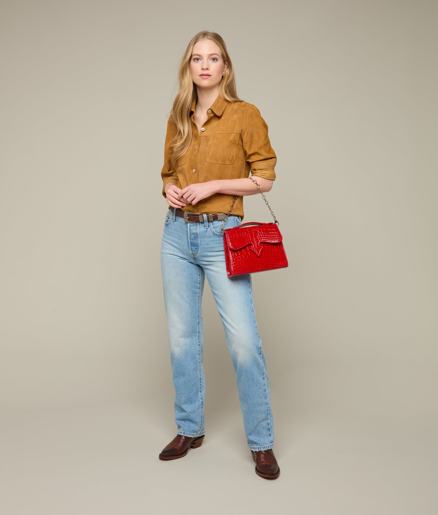 Dolly Exotic Western Satchel :: Cherry Red - Image 10