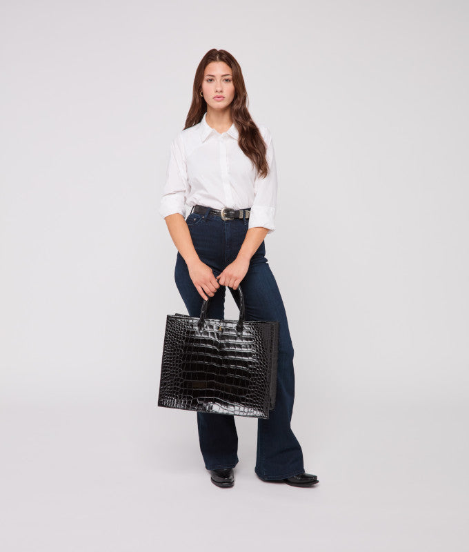 Large Alice Exotic Book Tote :: Black - Image 2