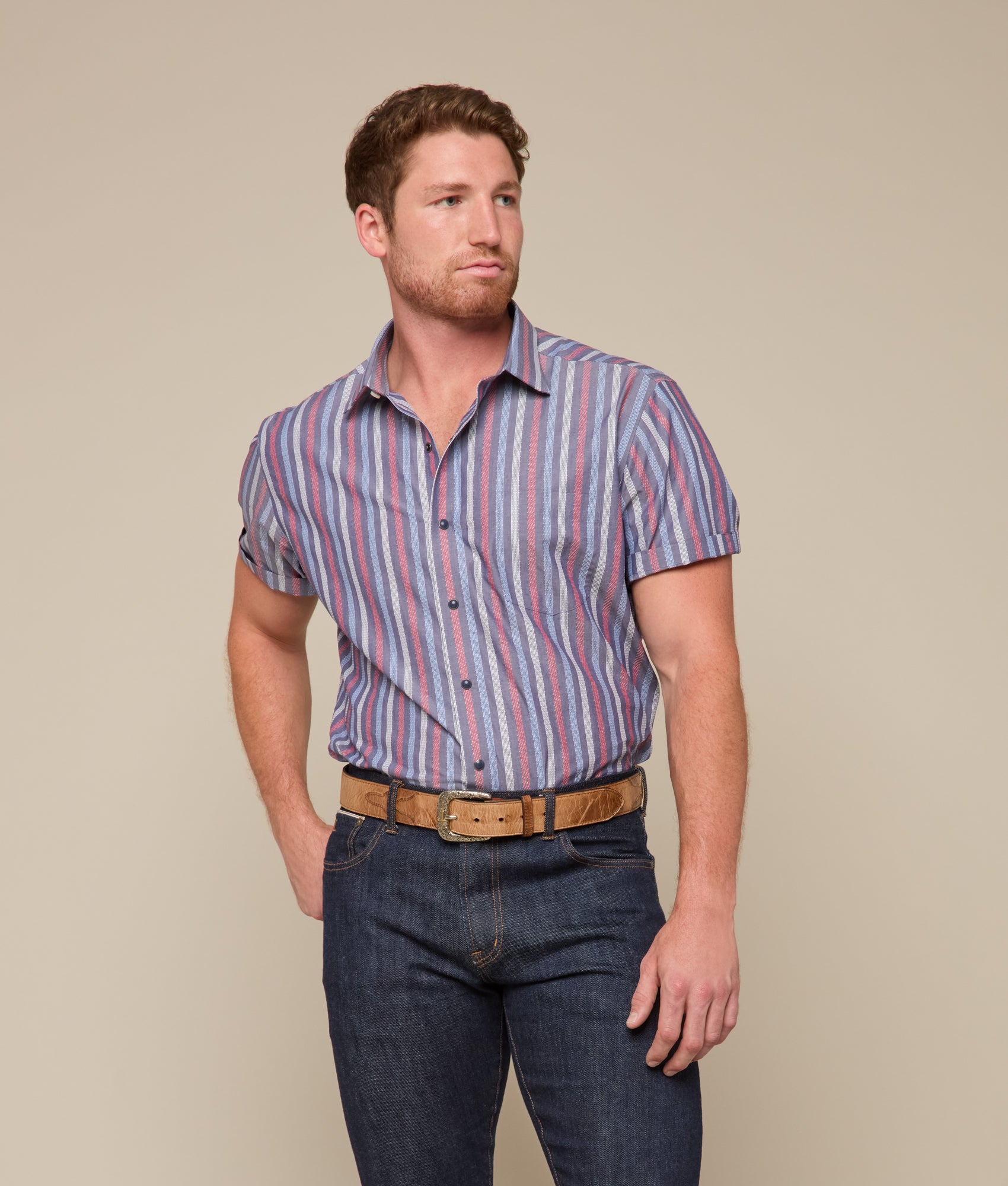 Lucchese x Parker McCollum Short Sleeve Snap :: Purple/Red/Blue Multi - Image 9