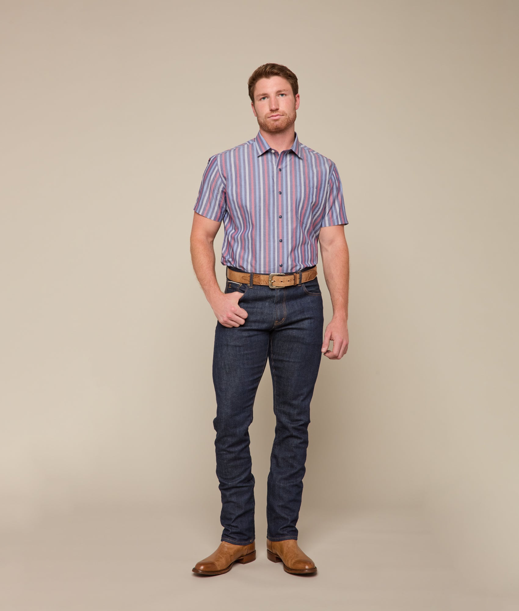 Lucchese x Parker McCollum Short Sleeve Snap :: Purple/Red/Blue Multi - Image 4