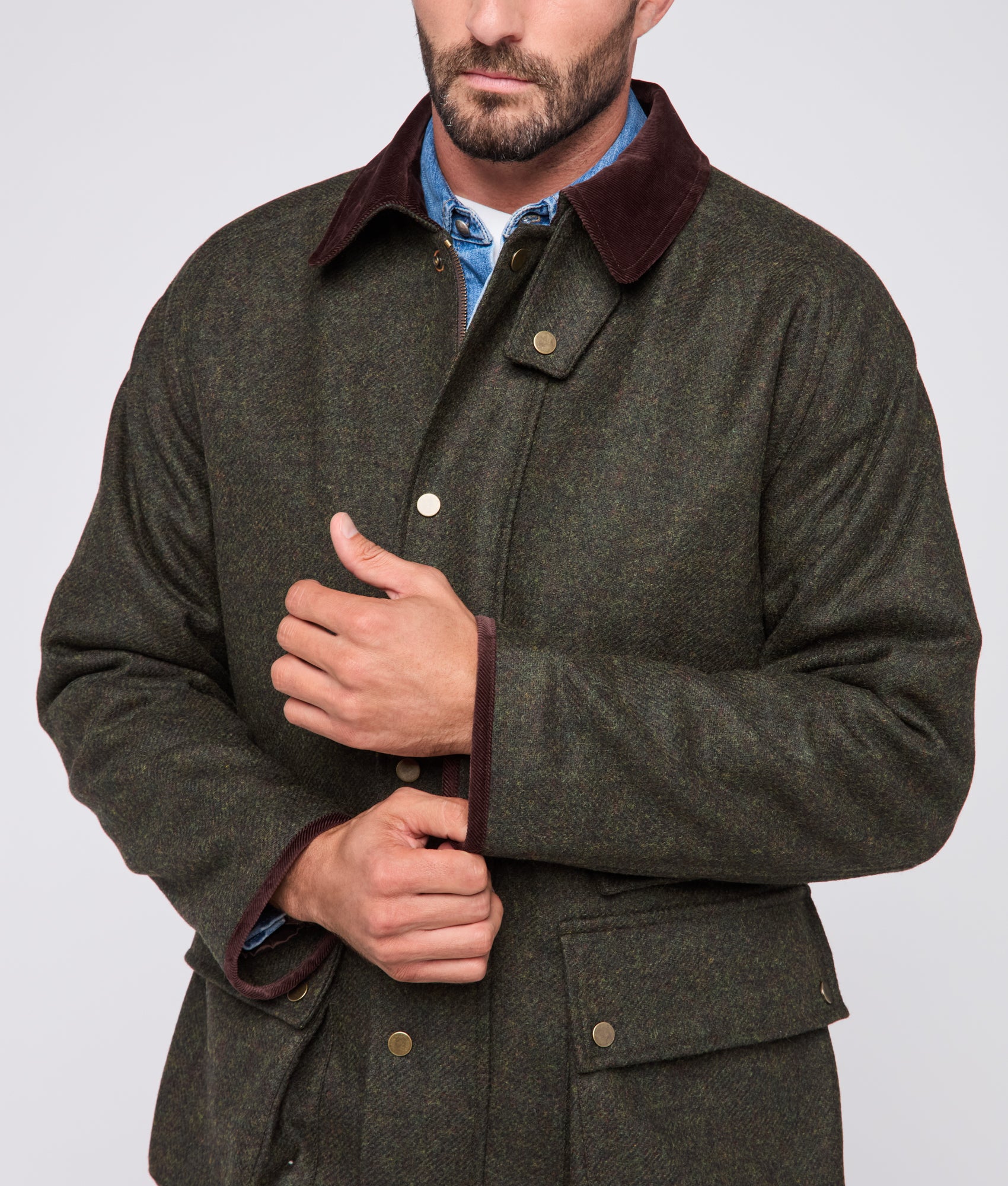 Charles Shetland Wool Jacket :: Forest Green - Image 3
