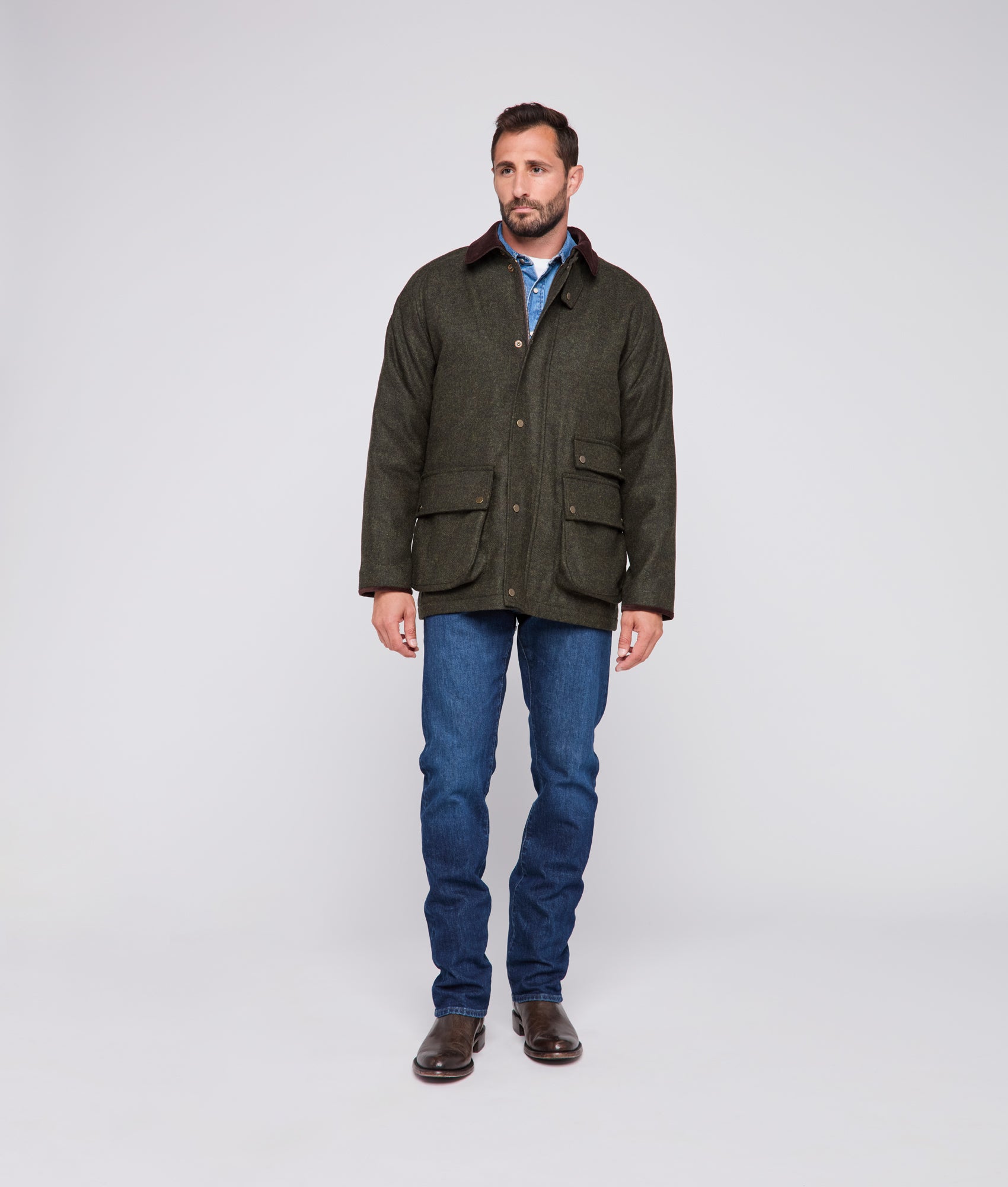 Charles Shetland Wool Jacket :: Forest Green - Image 2