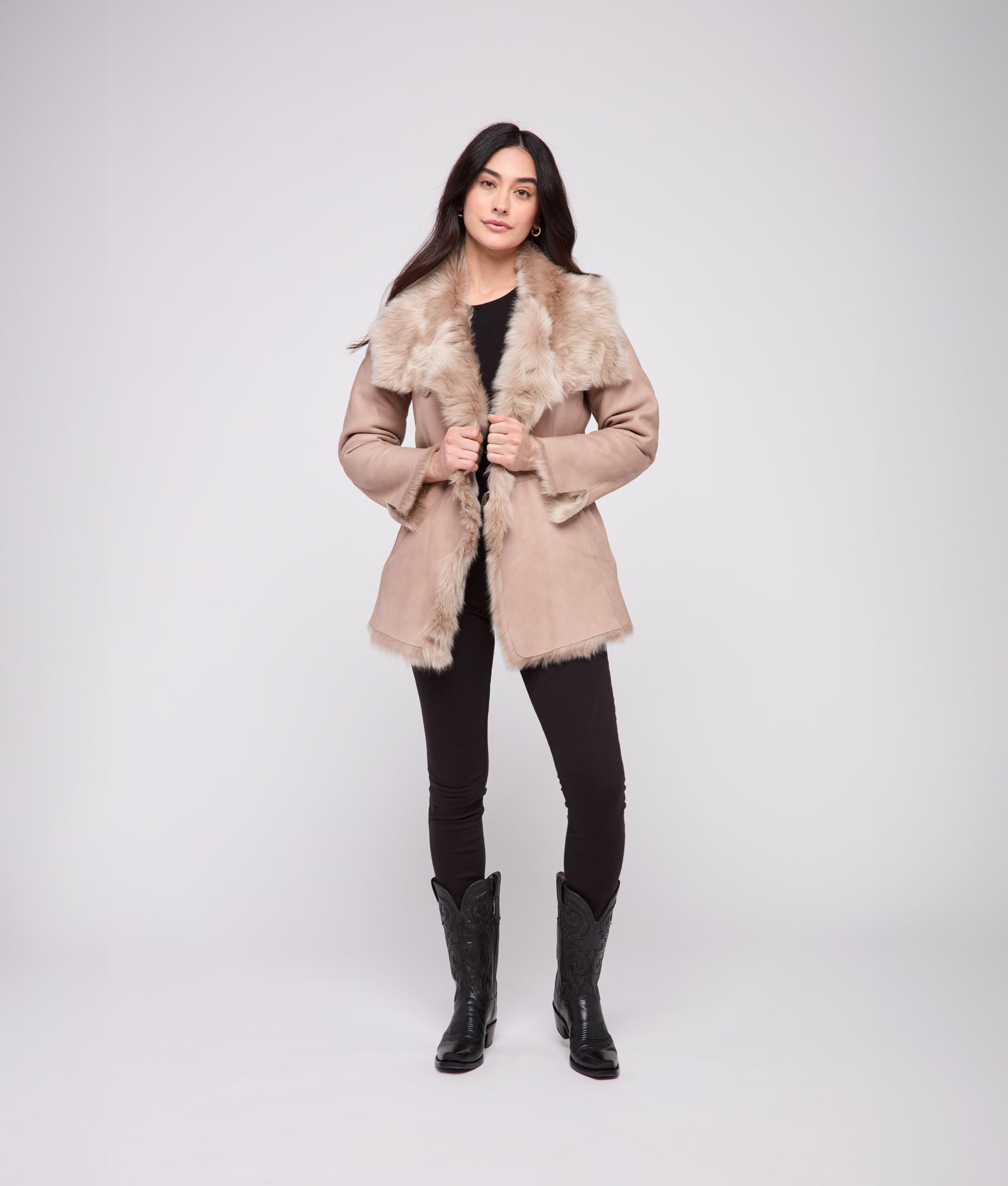 Skye Shearling Coat :: Grey - Image 14