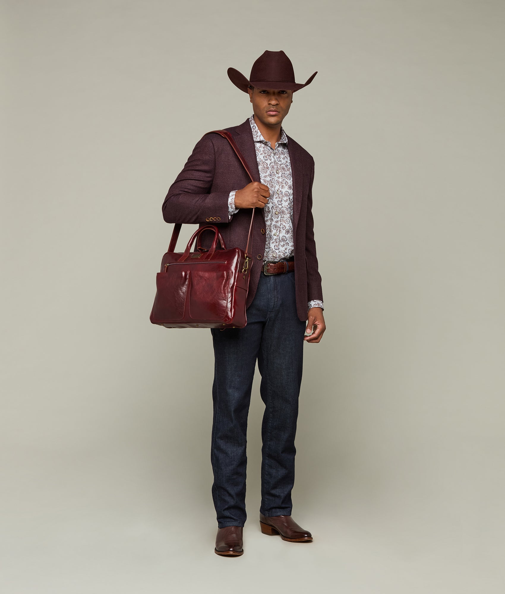 Cosimo Briefcase :: Burgundy - Image 2
