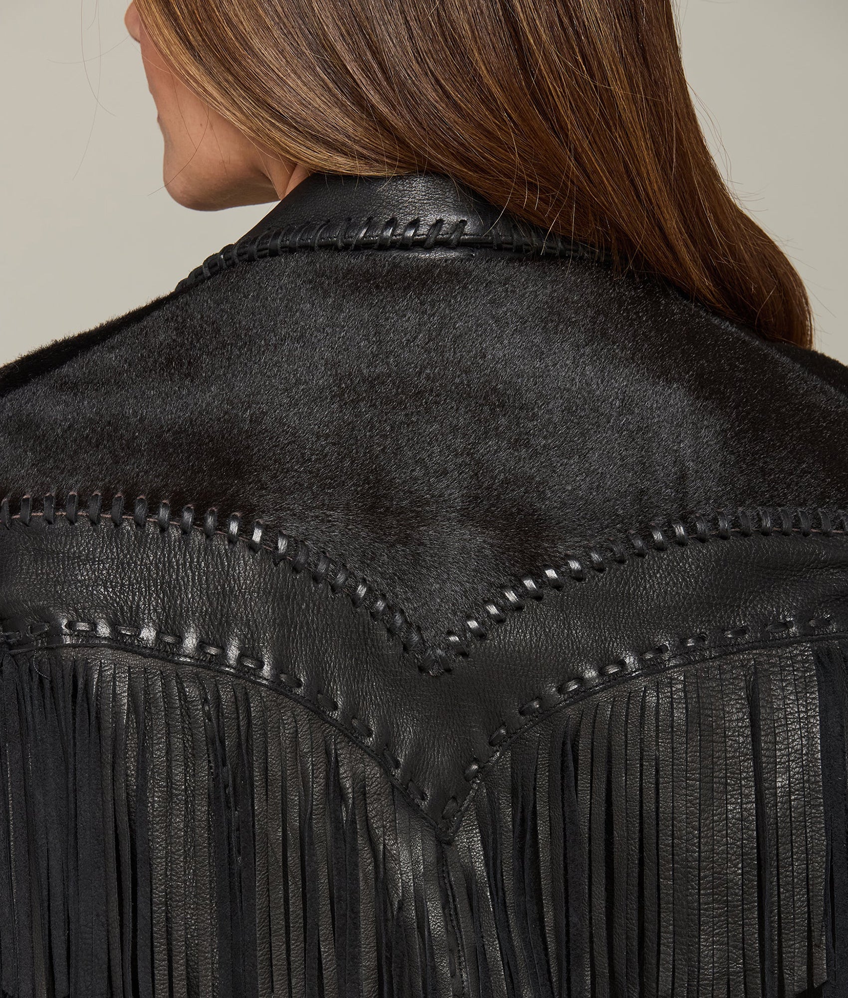 Hair-On Yoke Fringe Jacket :: Black - Image 7