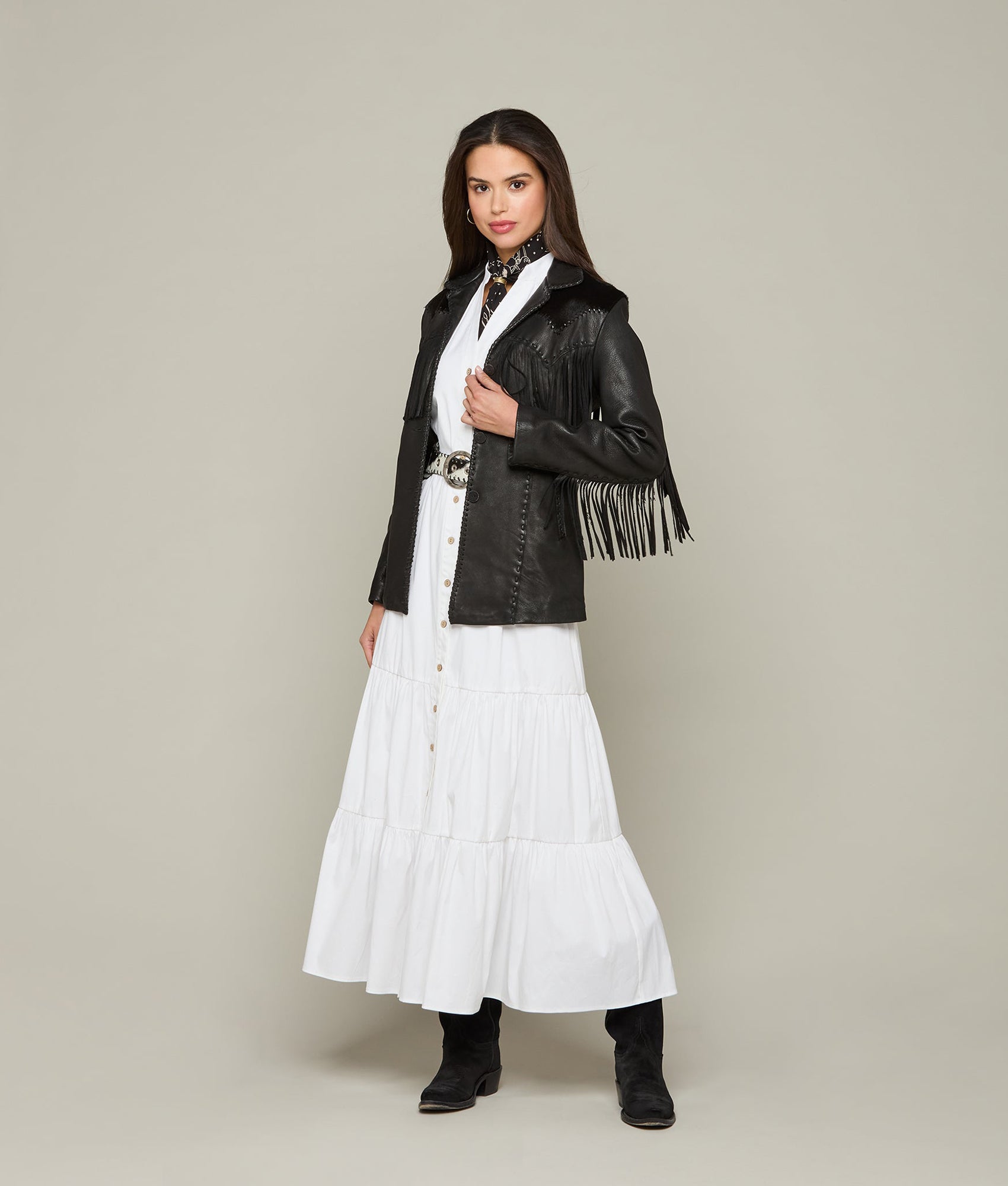 Hair-On Yoke Fringe Jacket :: Black - Image 4