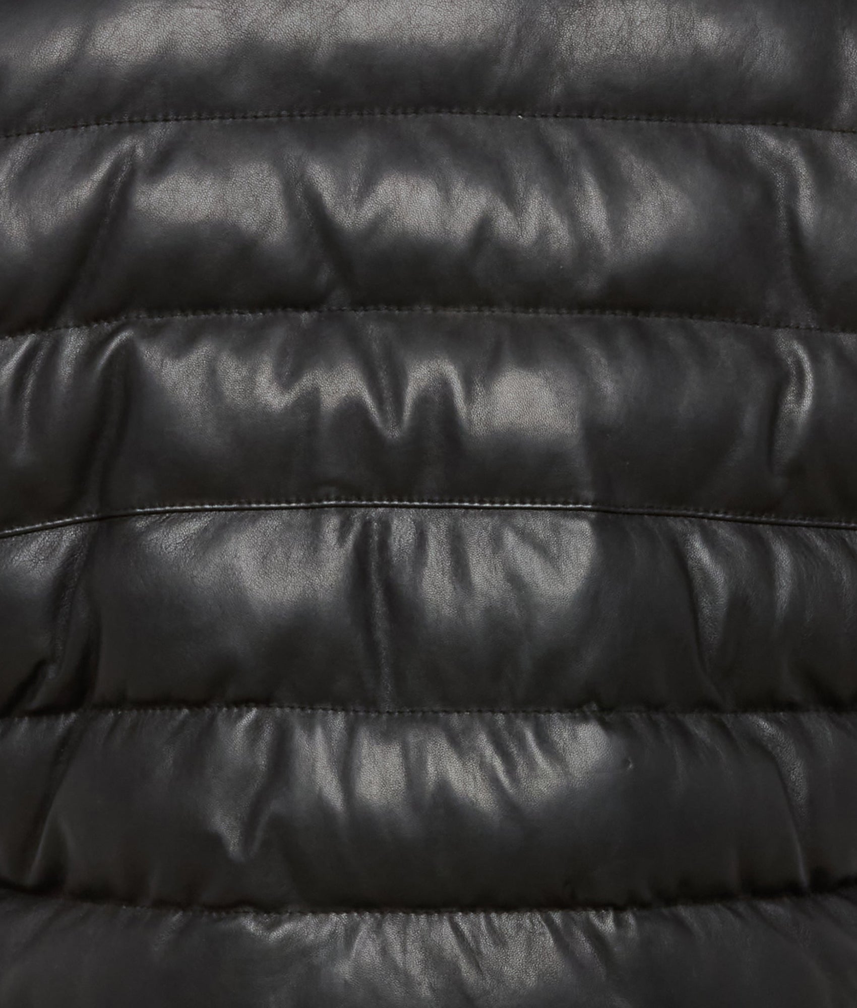 Men's Leather Puffer Vest :: Black - Image 7